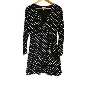 Apricot polka dot long sleeve dress. Size medium